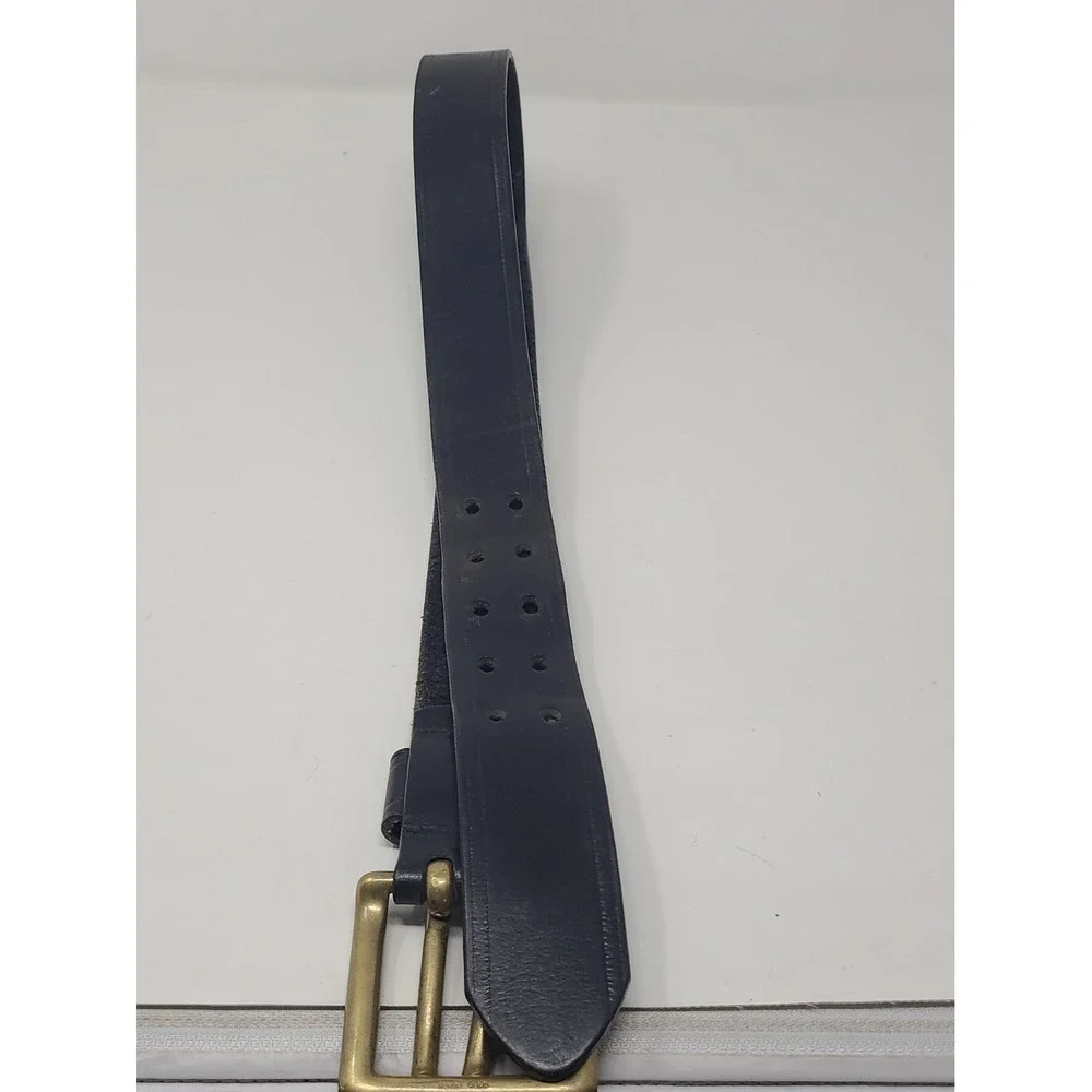 Vintage Honest Brand Leather Belt With Heavy Brass Double Prong Buckle